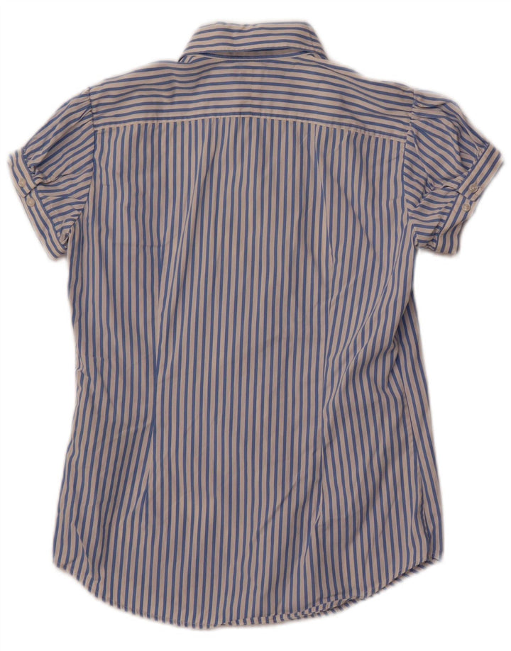 Camisa feminina Ralph Lauren de manga curta US 4 algodão listrado azul pequeno