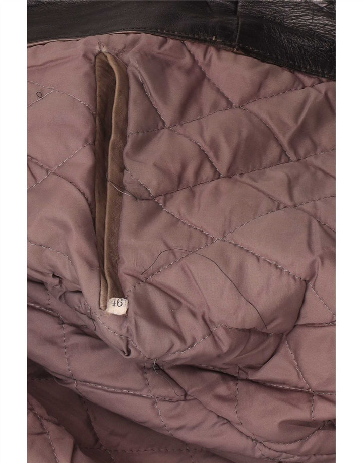 Jaqueta de couro militar masculina vintage IT 46 pequena preta
