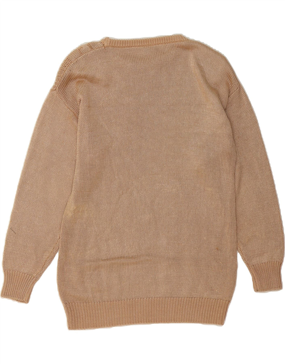 VINTAGE Mens Crew Neck Jumper Sweater Medium Beige Linen Vintage Vintage and Second-Hand Vintage from Messina Hembry 
