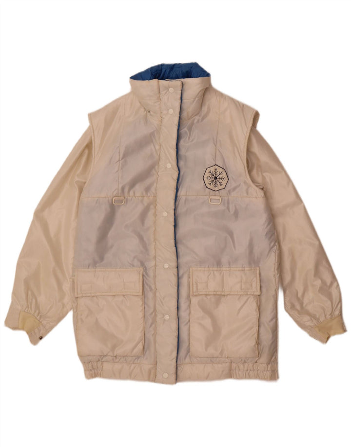 Capa de chuva feminina vintage UK 14 médio branco