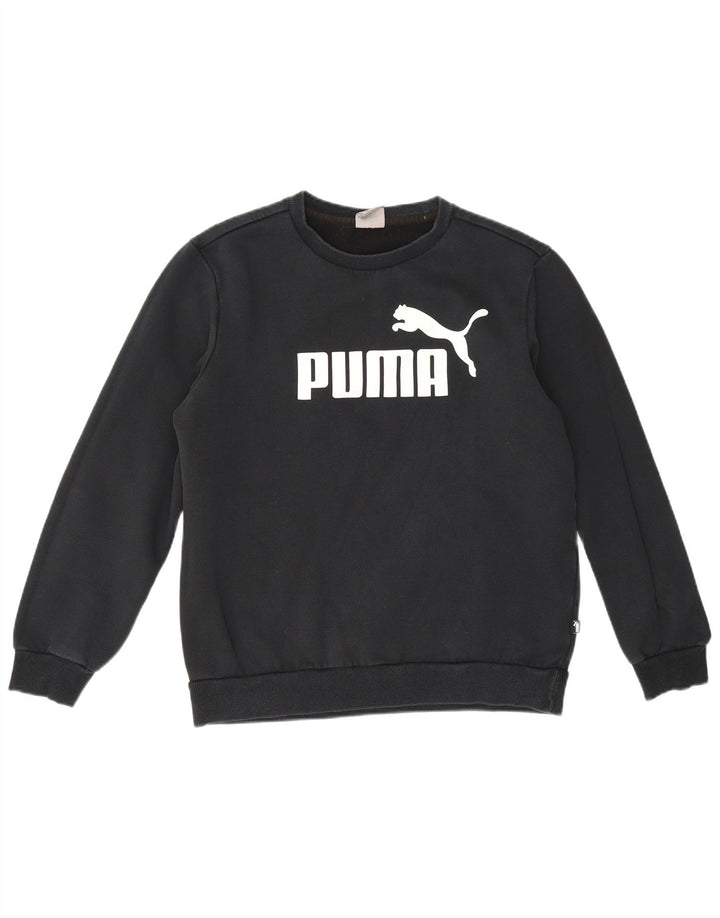 Puma Mens Graphic Moletom Jumper Médio Azul Marinho Algodão
