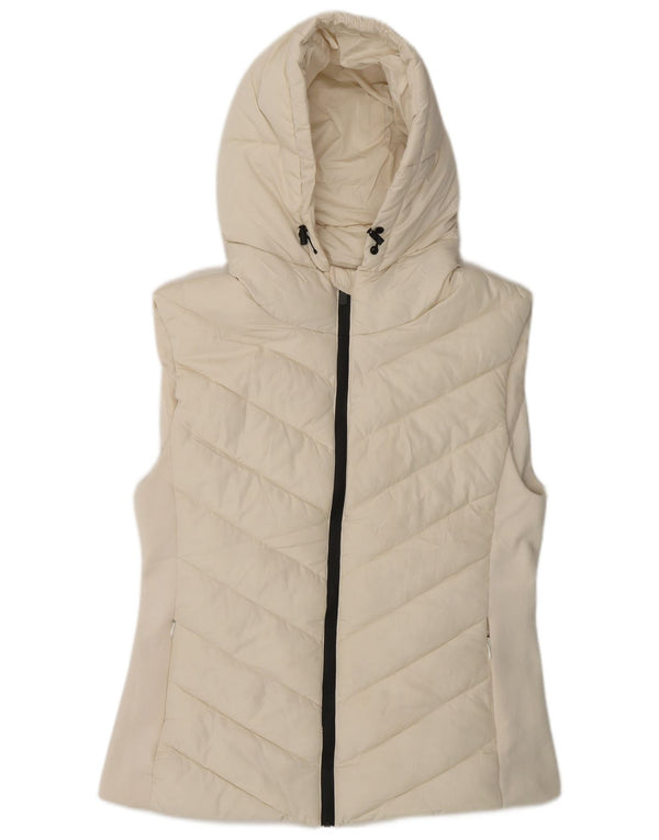 Zara Womens Hooded Padded Gilet UK 18 XL Off White