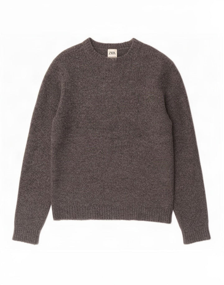Zara Suéter masculino com gola canoa e acrílico cinza médio