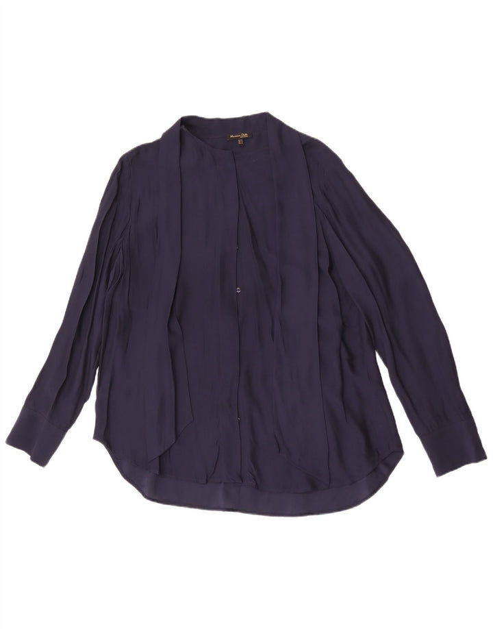 Blusa feminina Massimo Dutti com gravata borboleta UE 42 grande azul marinho viscose