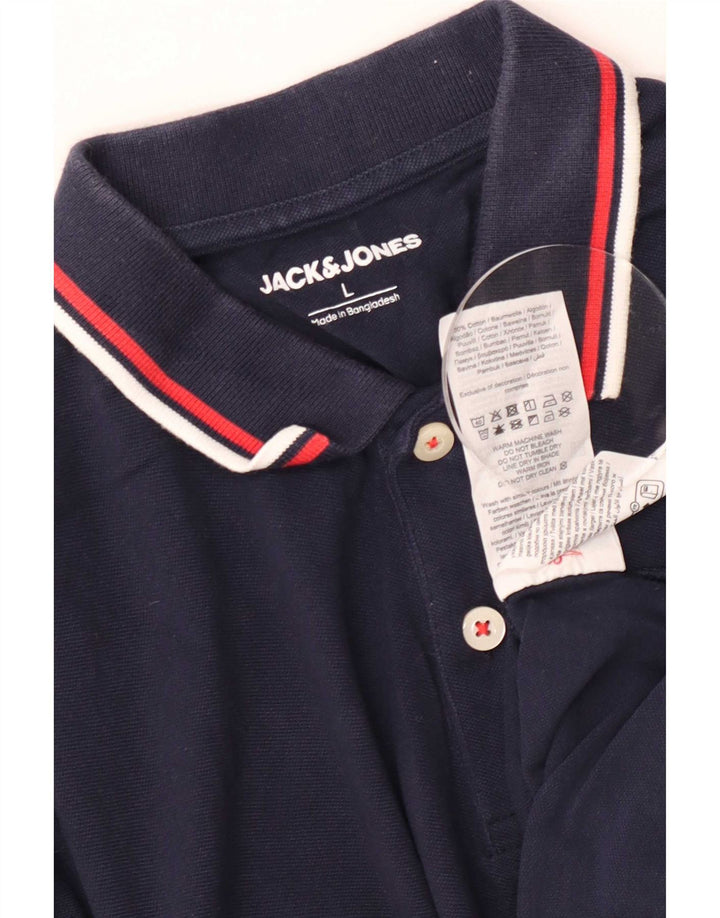 Camisa polo masculina Jack & Jones grande algodão azul marinho