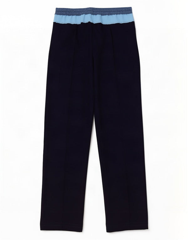 Calça feminina vintage reta casual W26 L28 azul marinho colorblock