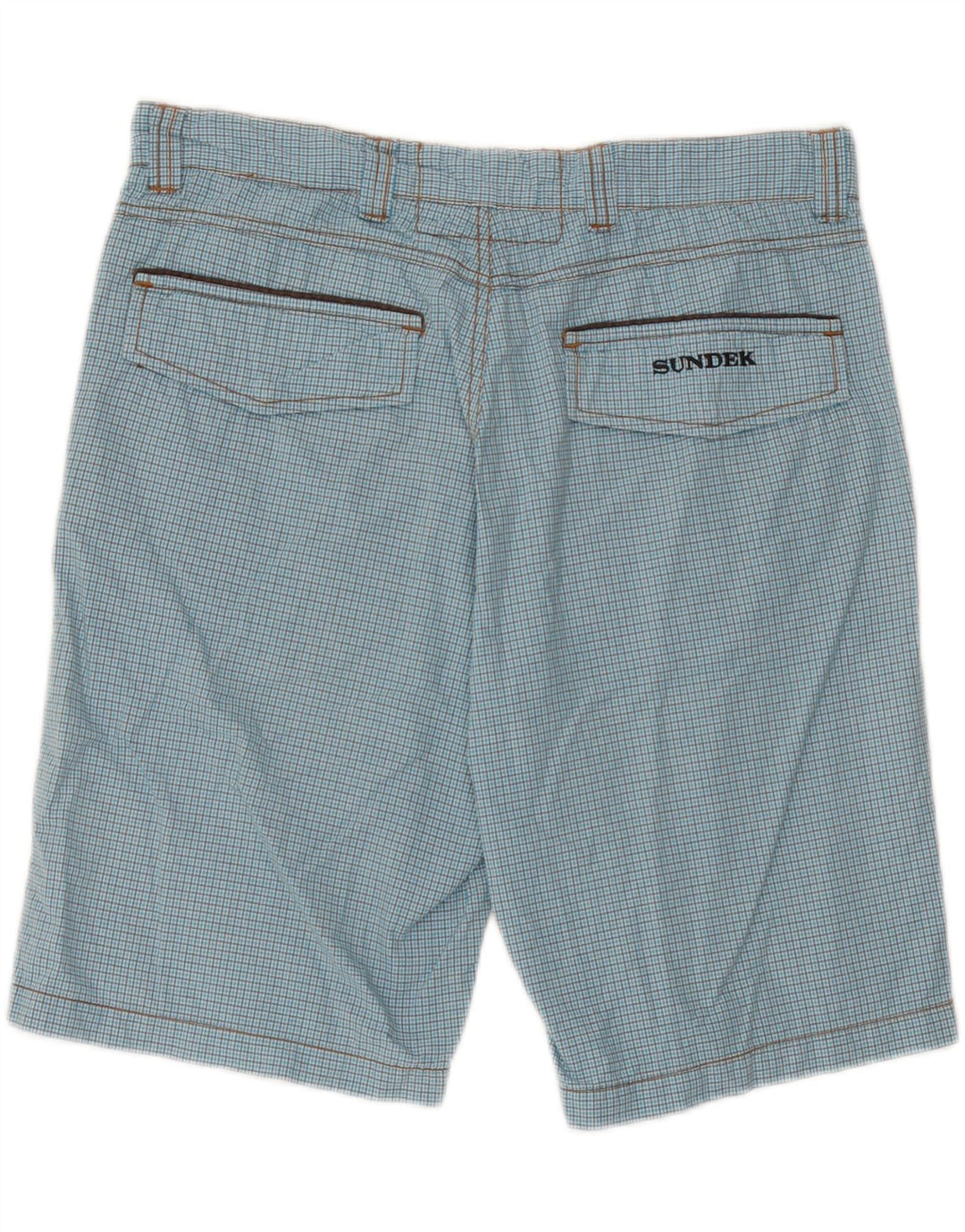 Sundek Mens Chino Shorts W33 Grande Algodão Xadrez Azul