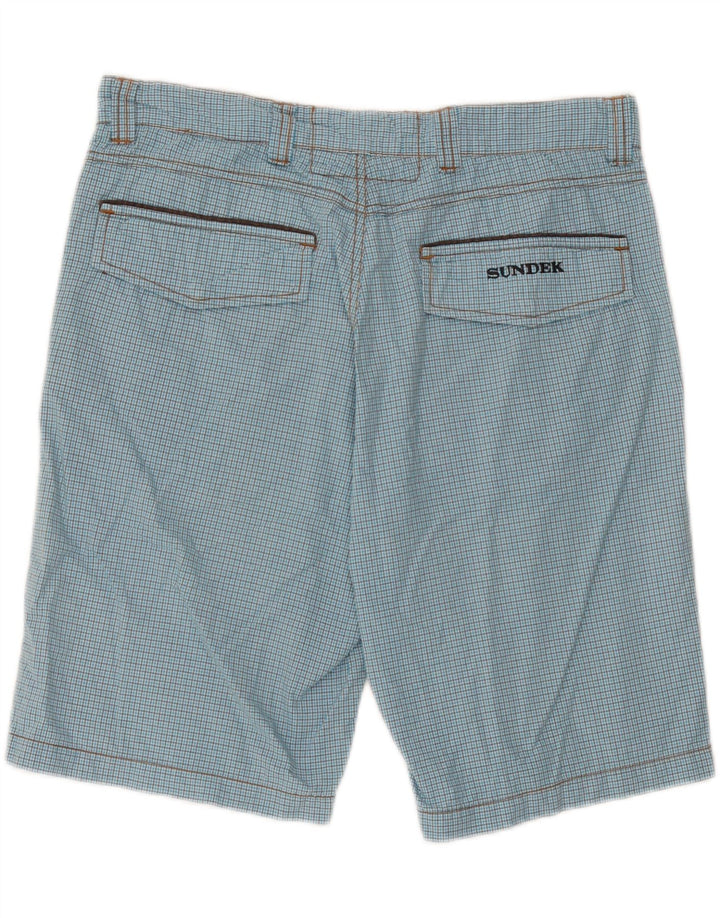Sundek Mens Chino Shorts W33 Grande Algodão Xadrez Azul