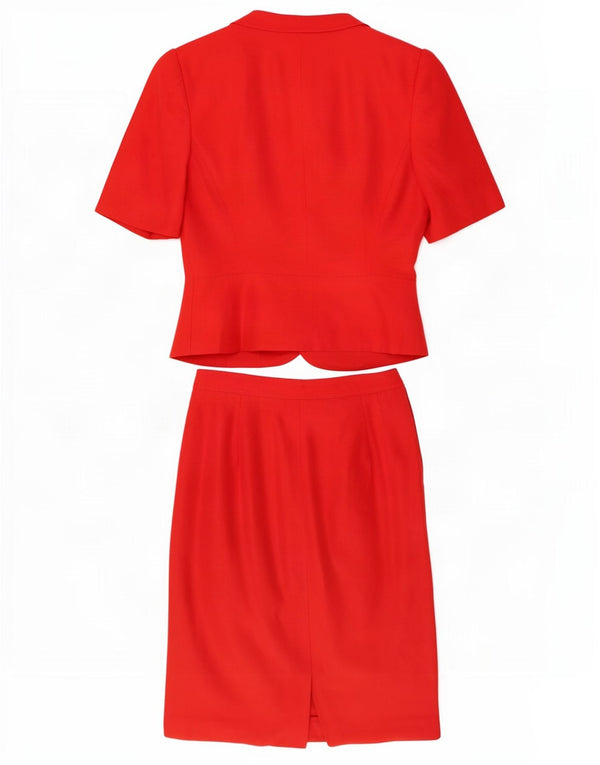 Valentino Womens Short Sleeve 2 Piece Skirt Set UK 10 Small W26 Red