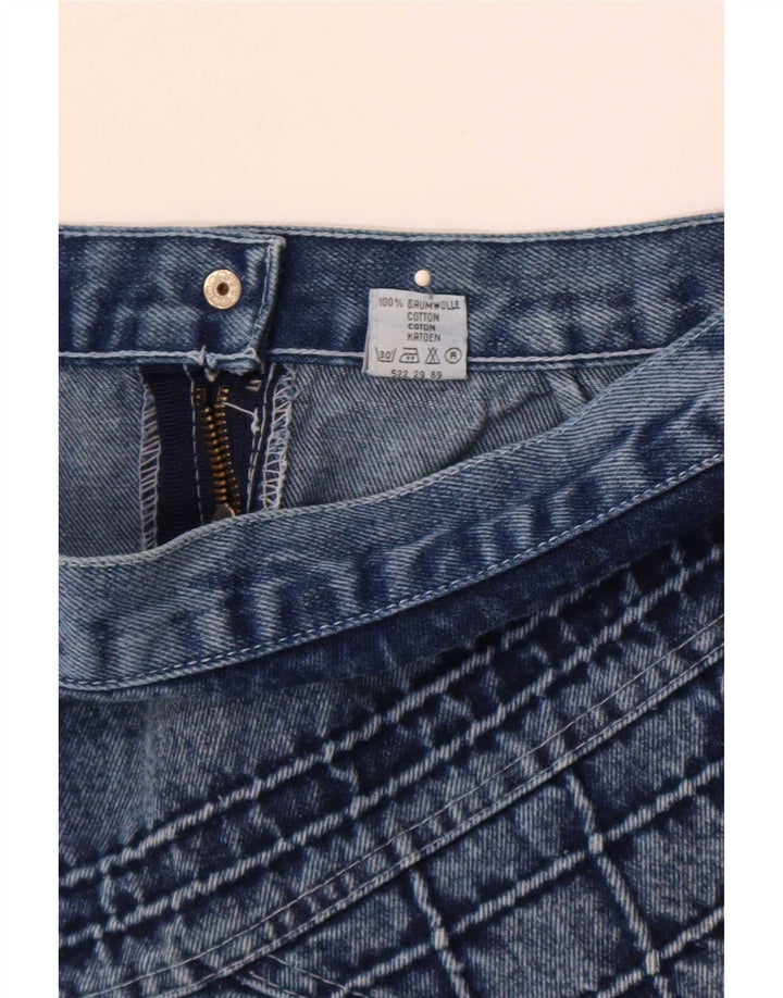 Mini saia jeans feminina vintage IT 44 médio W30 algodão azul