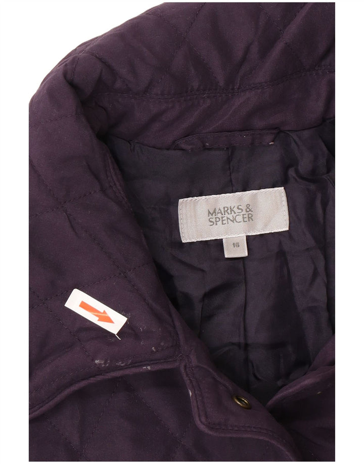 Jaqueta acolchoada feminina Marks & Spencer Reino Unido 16 grande poliéster roxo