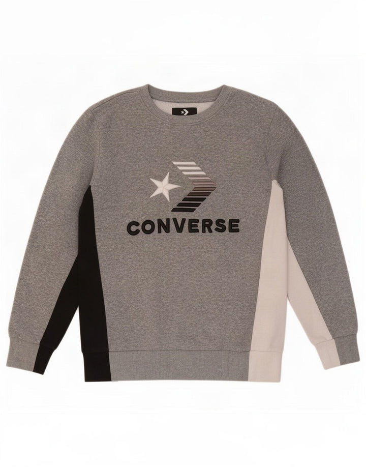 Suéter gráfico Converse Boys 12-13 anos grande cinza colorblock
