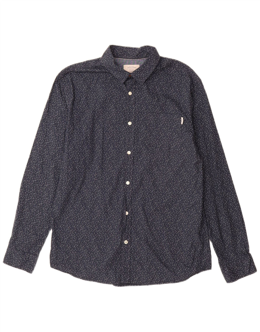 Camisa masculina Jack & Jones XL algodão manchado azul marinho