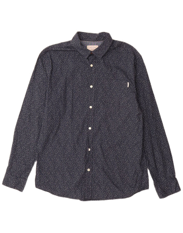 Camisa masculina Jack & Jones XL algodão manchado azul marinho