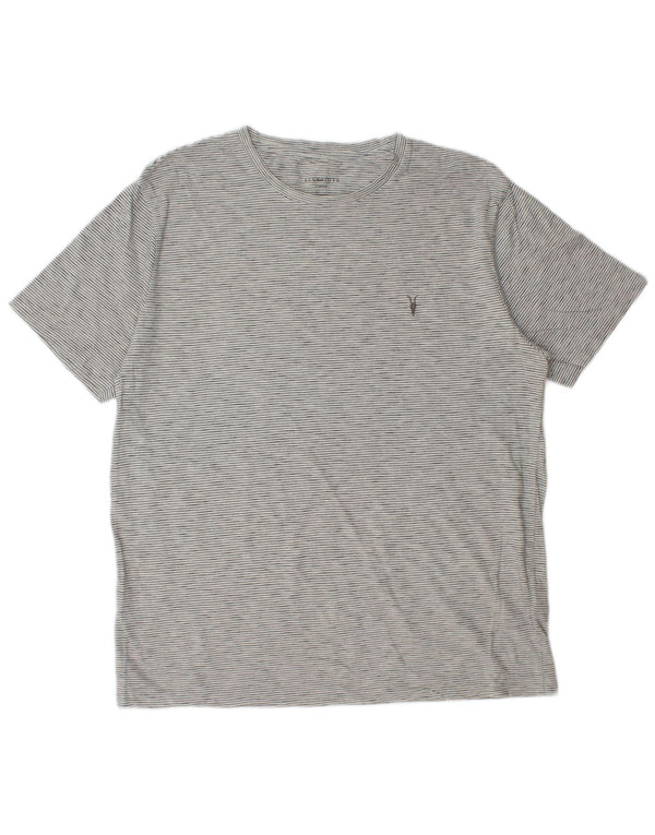 Camiseta masculina All Saints Top XL algodão listrado cinza