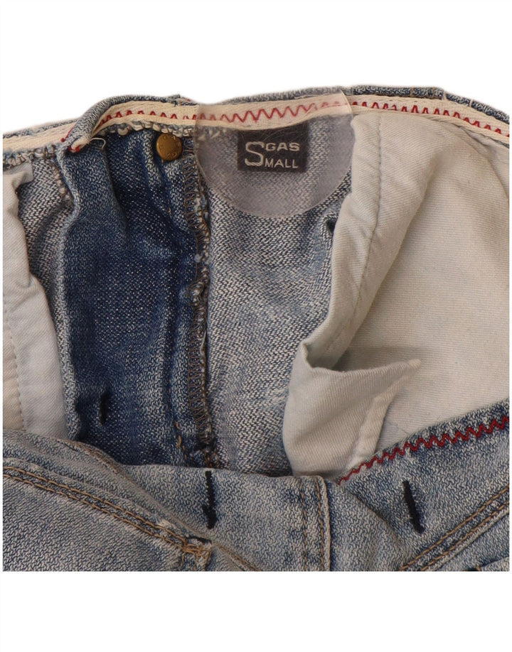 Saia jeans feminina de cintura alta GAS pequena W27 azul