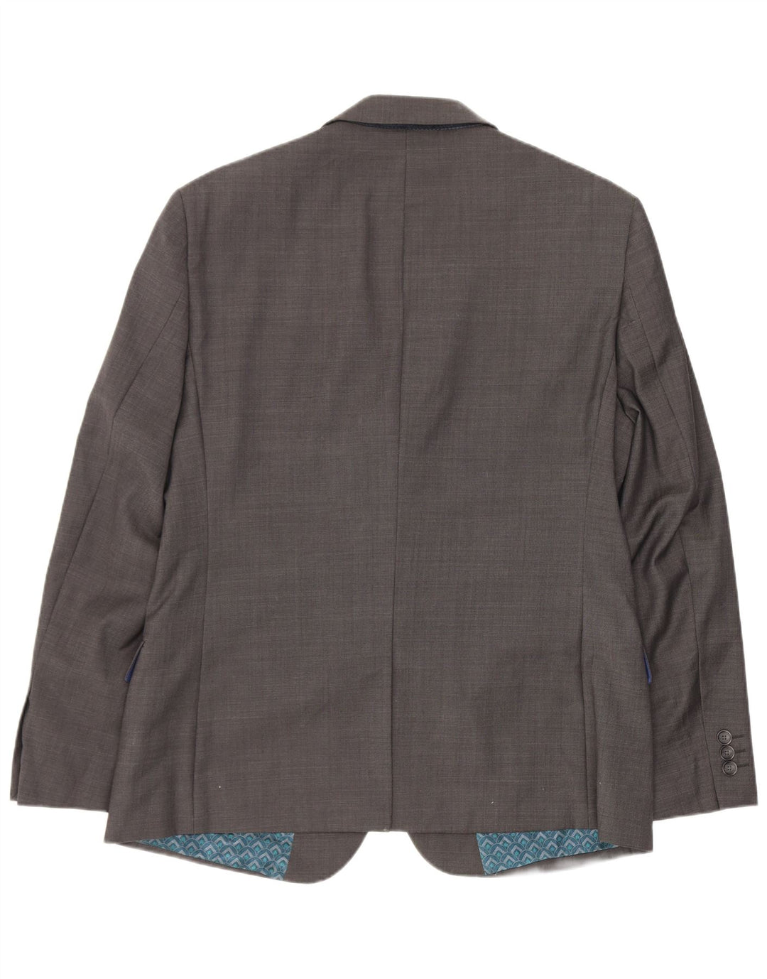 Jaqueta blazer masculina curta de 2 botões Ted Baker Reino Unido 40 grande lã cinza