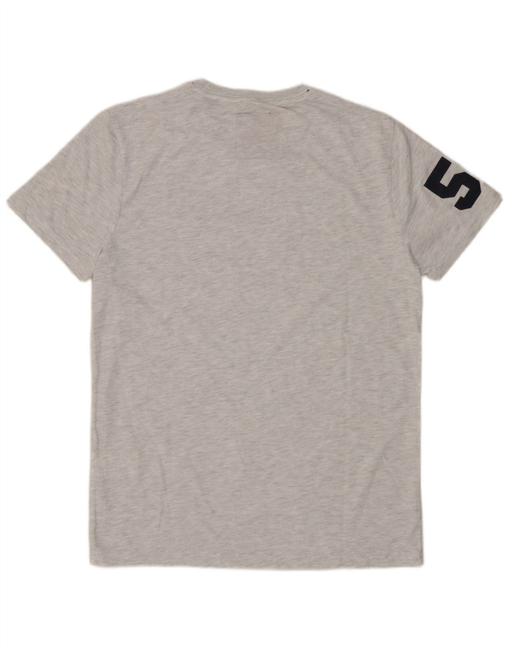 Camiseta masculina gráfica SUPERDRY Top algodão manchado cinza médio