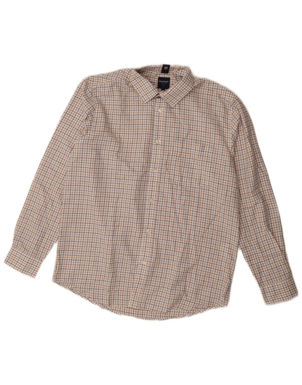 Camisa masculina de flanela James Pringle, poliéster xadrez médio esbranquiçado