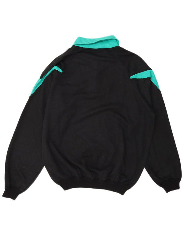 Roby Mens Graphic Polo Neck Sweatshirt Jumper XL Black Colourblock Cotton