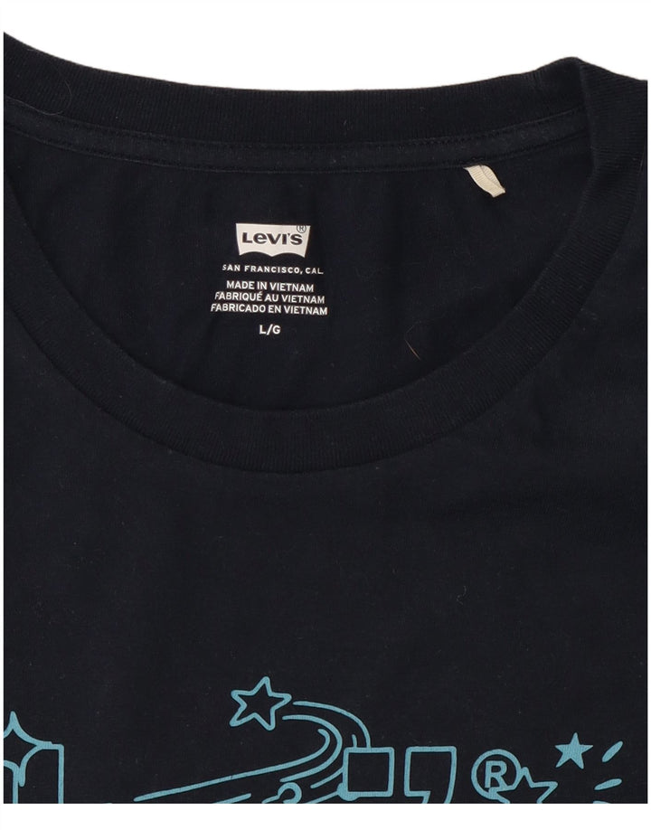Camiseta feminina gráfica Levi's UK 14 grande azul marinho