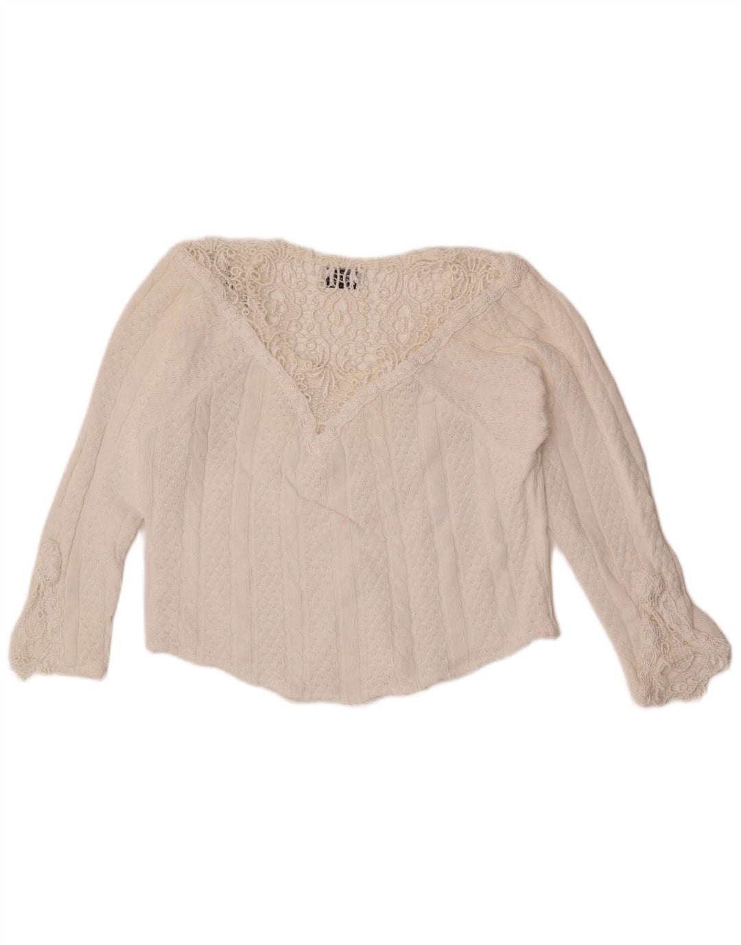 Marilu Top Crop Feminino com Padrão Abstrato Reino Unido 10 Pequeno Branco