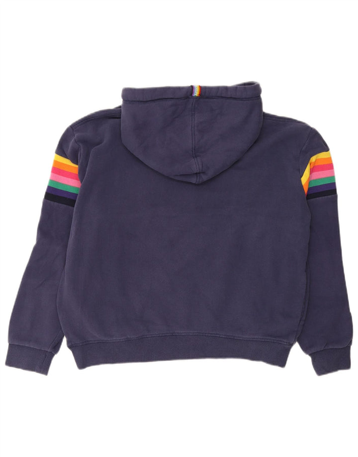 Suéter com capuz gráfico feminino Superdry UK 12 algodão listrado azul marinho médio