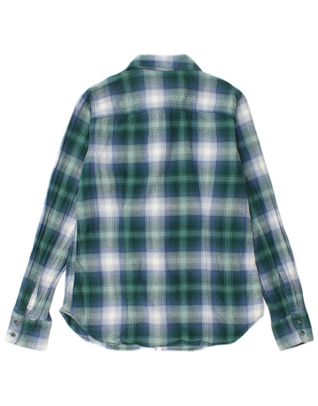Camisa feminina de flanela EDDIE BAUER Reino Unido 10 algodão xadrez verde pequeno