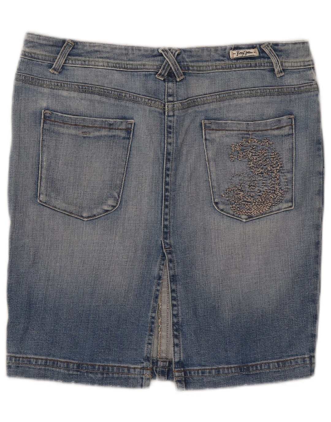 Mini saia jeans feminina Roxy EUA 12 grande W32 algodão azul