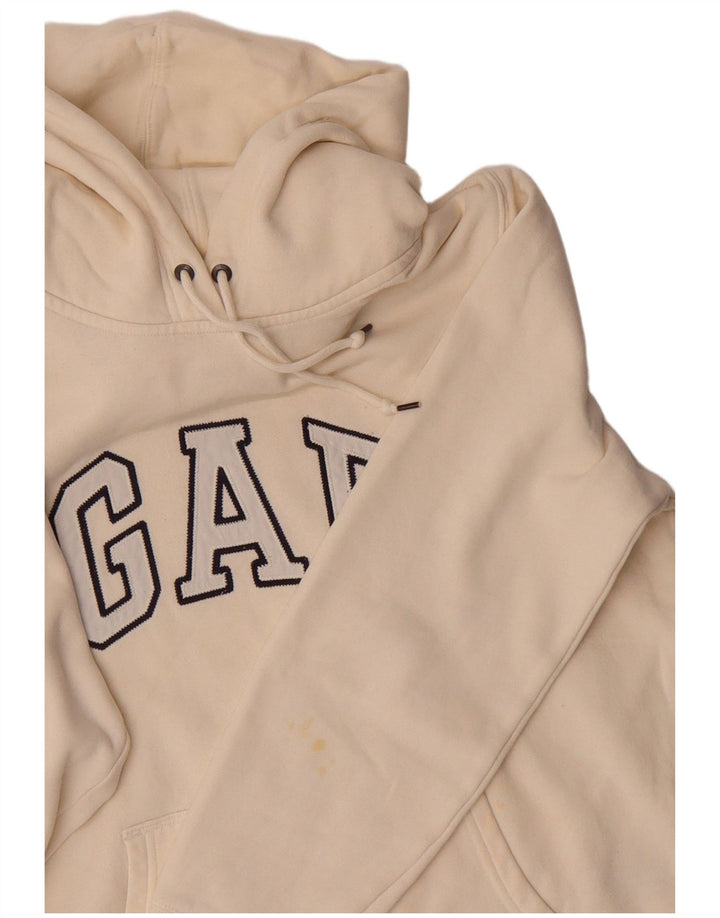 Suéter com capuz gráfico masculino GAP grande de algodão branco