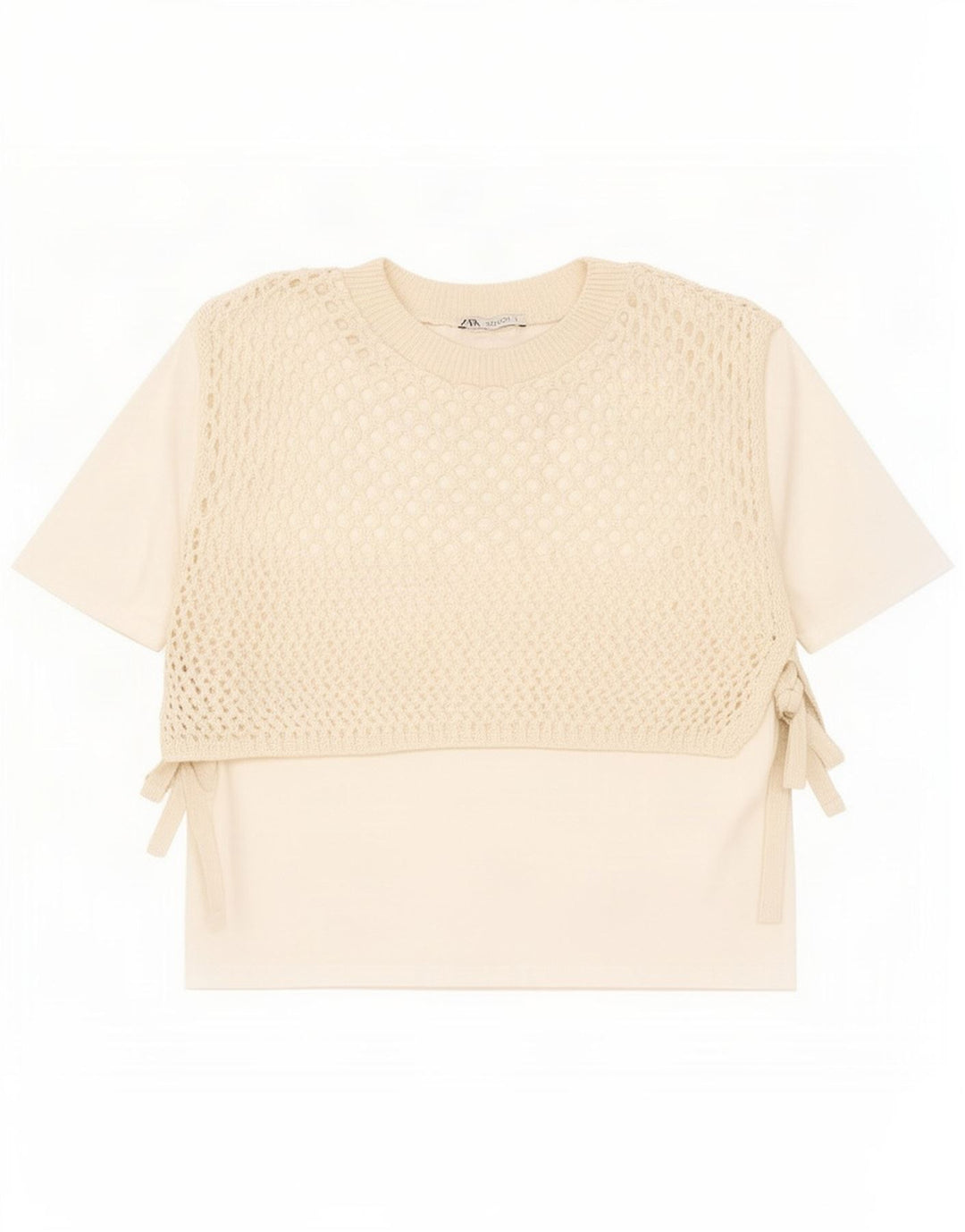 Blusa feminina de crochê Zara Top UK 10 pequena bege