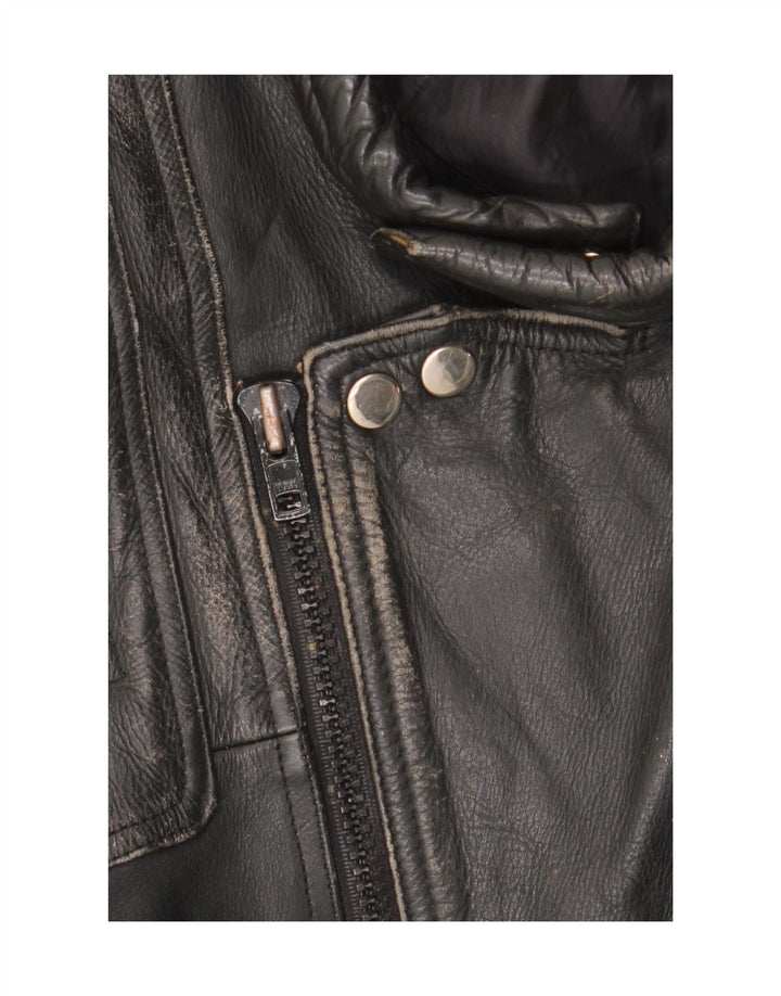 Jaqueta de couro masculina vintage para motociclista UK 36 motociclista preto pequeno