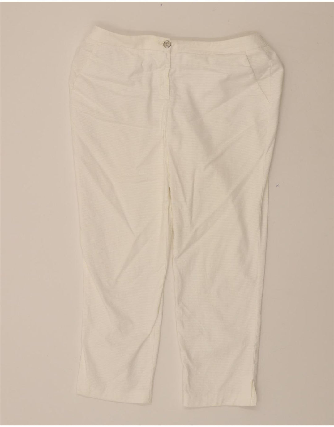 TRUSSARDI Womens Slim Cropped Trousers IT 46 Large W34 L25 White Cotton Vintage Trussardi and Second-Hand Trussardi from Messina Hembry 