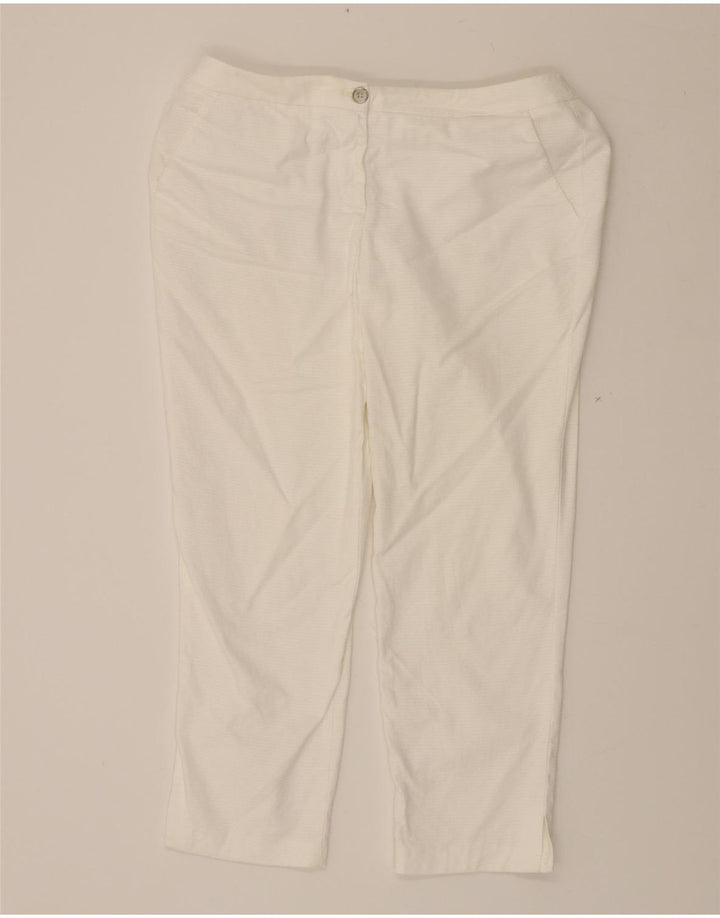 TRUSSARDI Womens Slim Cropped Trousers IT 46 Large W34 L25 White Cotton Vintage Trussardi and Second-Hand Trussardi from Messina Hembry 