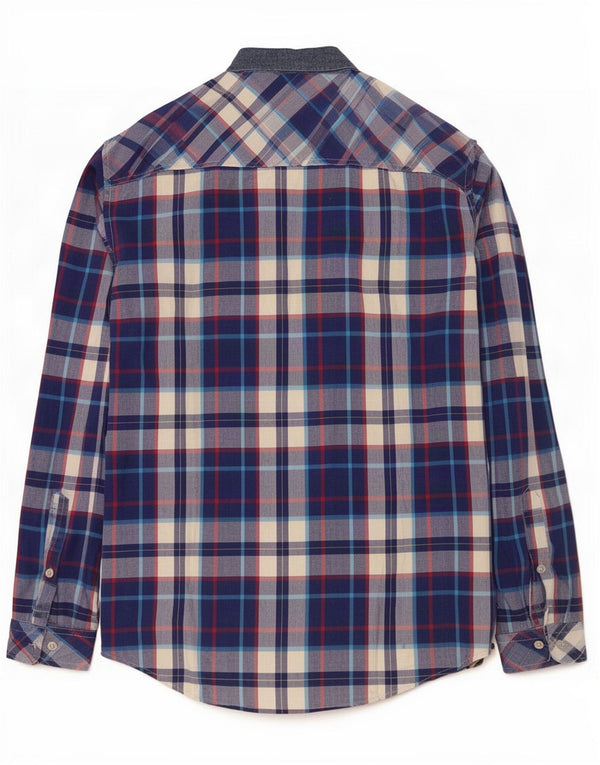 Camisa masculina Joules Slim Fit grande algodão xadrez azul