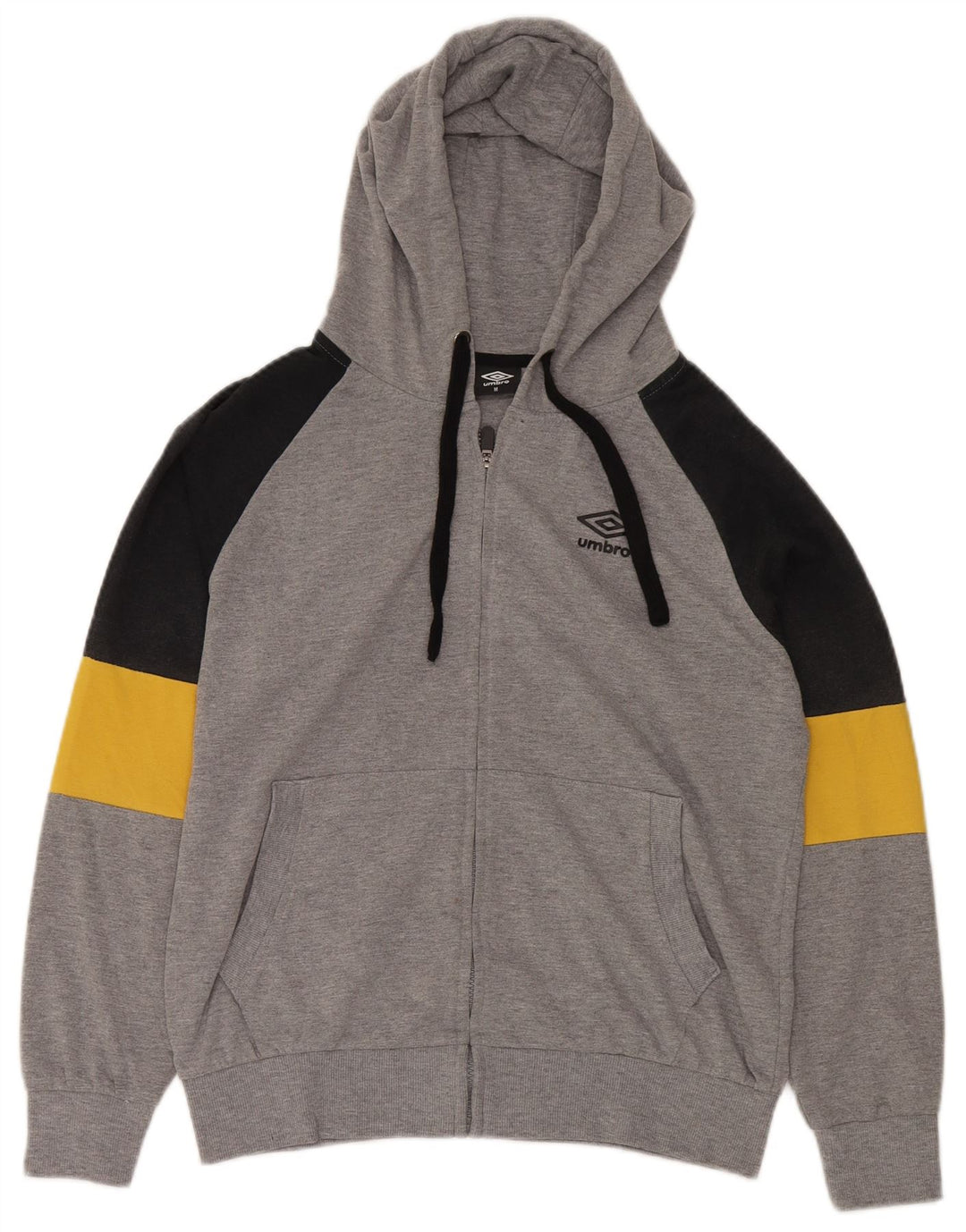 Suéter masculino UMBRO com capuz e zíper cinza médio algodão colorblock