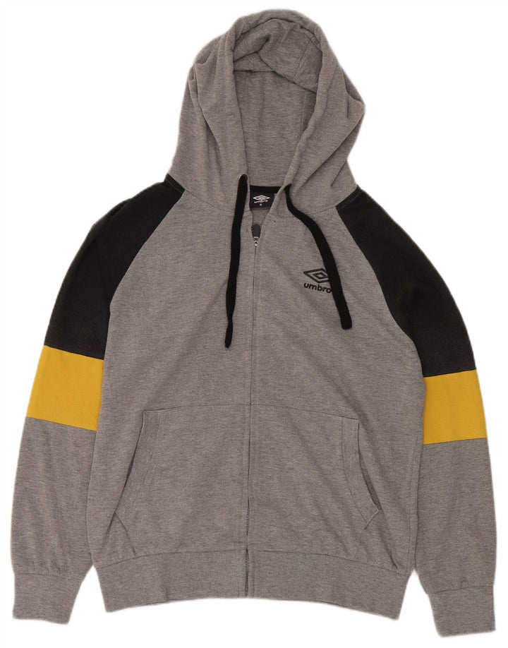 Suéter masculino UMBRO com capuz e zíper cinza médio algodão colorblock