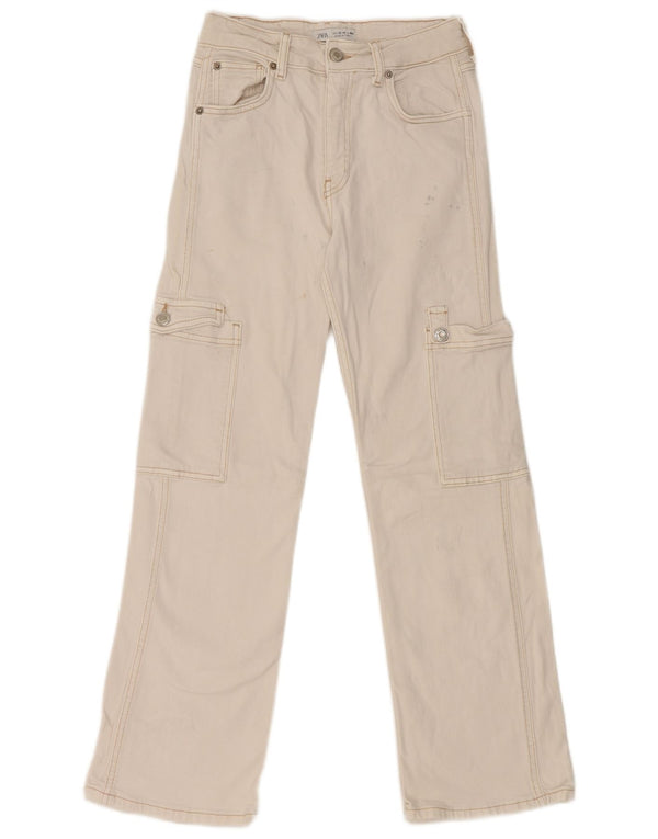 Zara Girls Cargo Straight Jeans 13-14 anos W24 L27 Branco