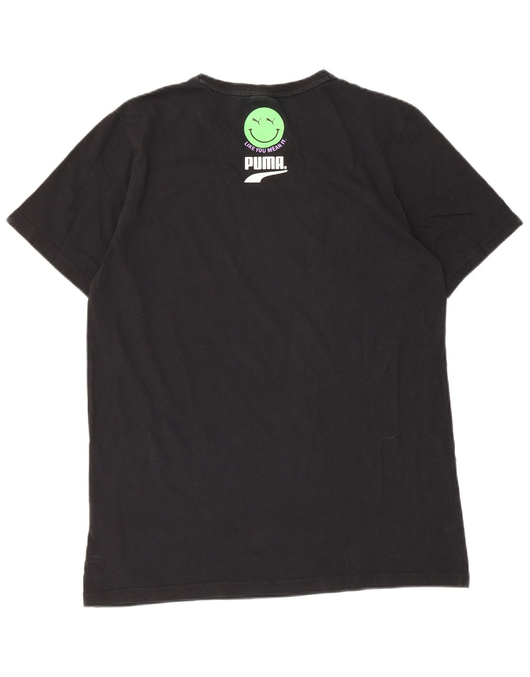 Puma Mens Graphic T-Shirt Top Médio Algodão Preto