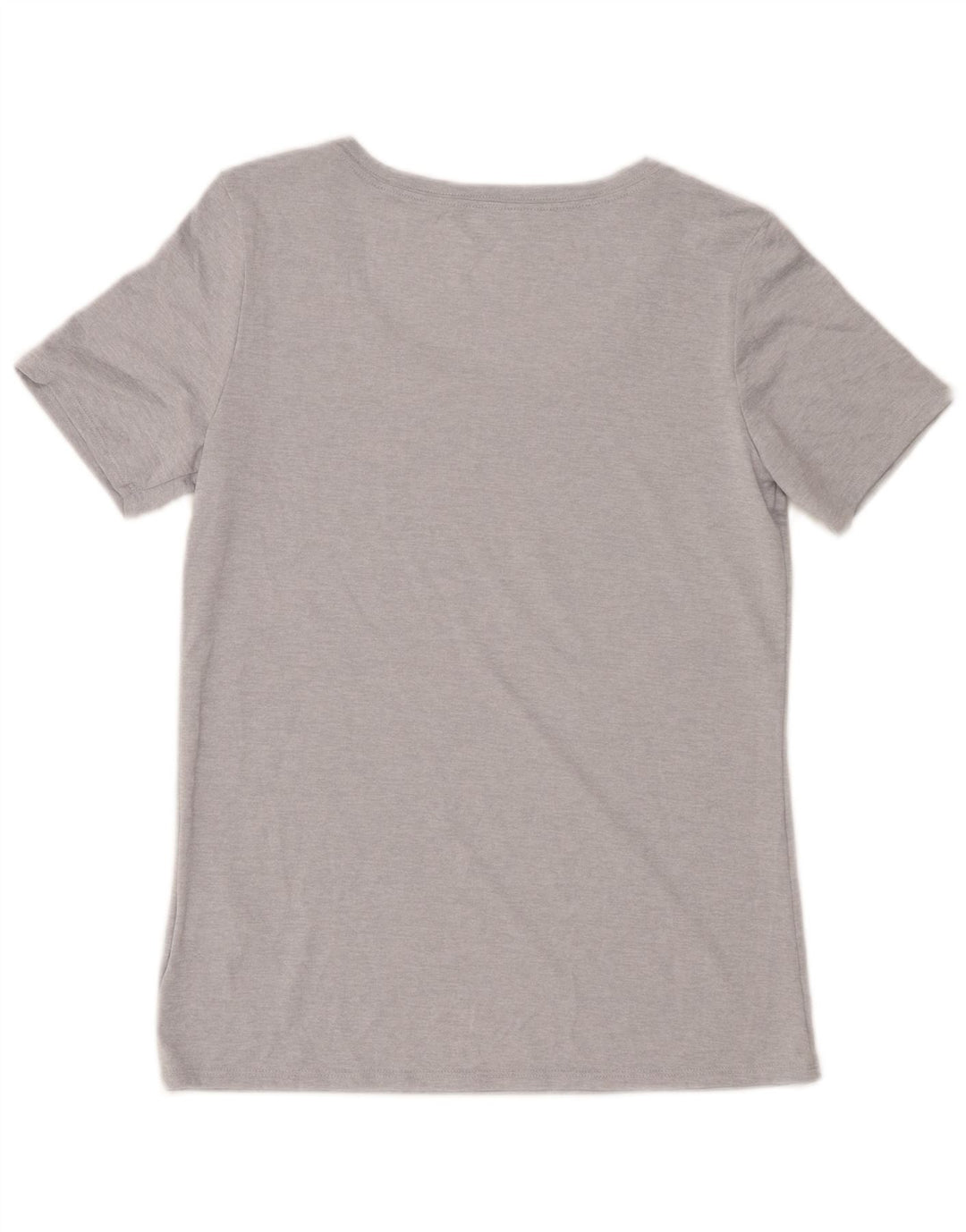 Camiseta feminina Nike Dri Fit Top UK 10 pequena cinza manchada de poliéster