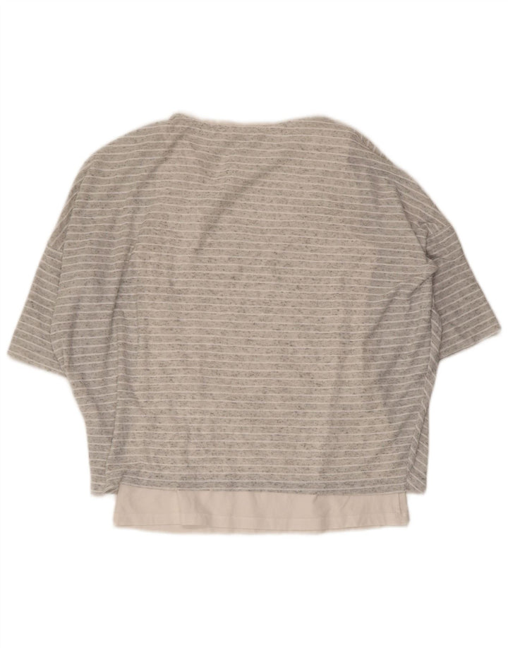 Blusa feminina FASE EIGHT com ajuste solto, 10 listras cinza pequenas, Reino Unido