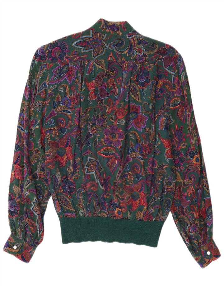 Pulôver feminino Santini blusa Reino Unido 14 grande verde floral