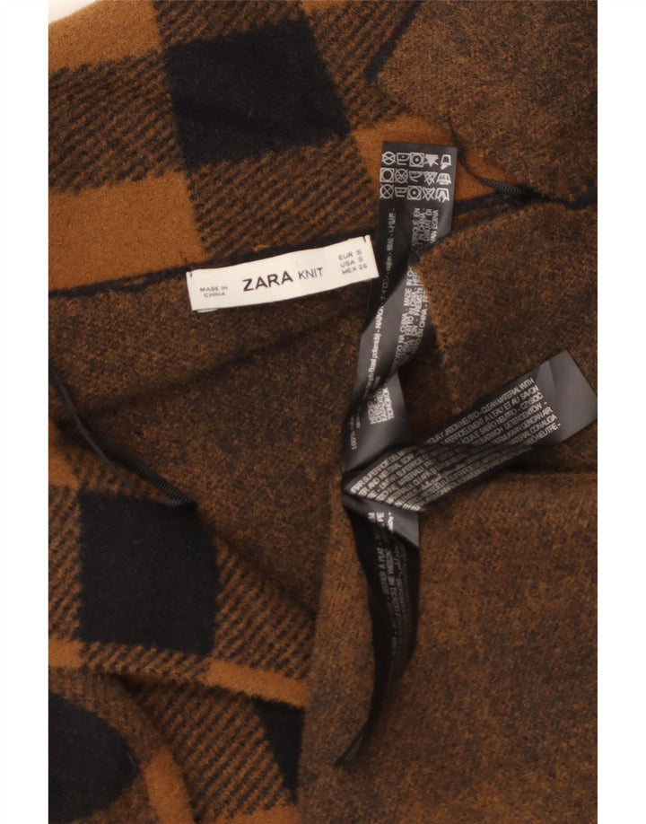 Sobretudo oversized feminino Zara Reino Unido 10 pequeno marrom guingão nylon