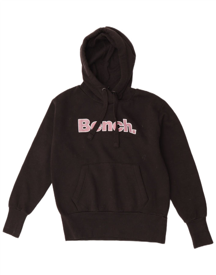 Suéter com capuz gráfico feminino Bench UK 12 algodão preto médio