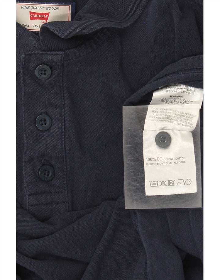 Camisa polo masculina regular de manga comprida Carrera médio algodão azul marinho