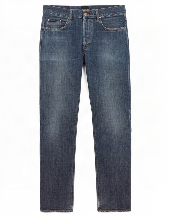 Calça jeans reta masculina Calvin Klein W36 L33 azul algodão