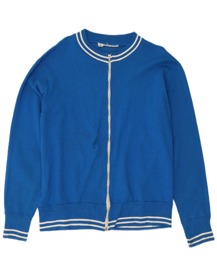 Suéter masculino vintage com zíper completo grande polietileno azul