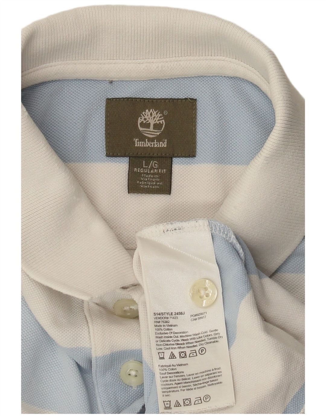 Camisa polo masculina Timberland Regular Fit grande algodão listrado azul