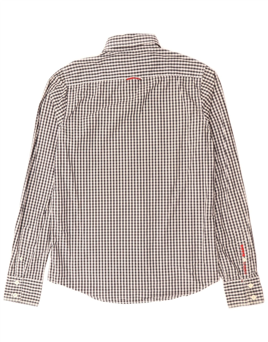 Camisa masculina Superdry média preta algodão guingão