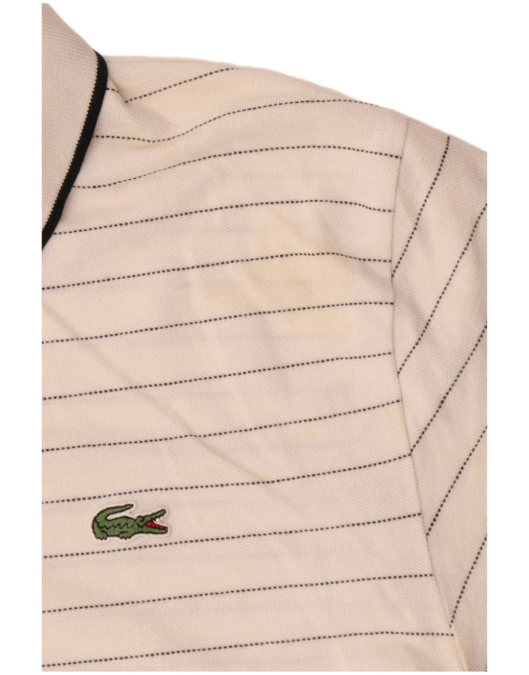 Camisa polo masculina Lacoste tamanho 5 grande algodão listrado branco